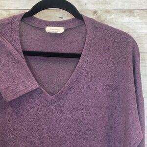 Heimious Women S Sweater Purple V-Neck Long Sleeve Soft Comfort Made In USA